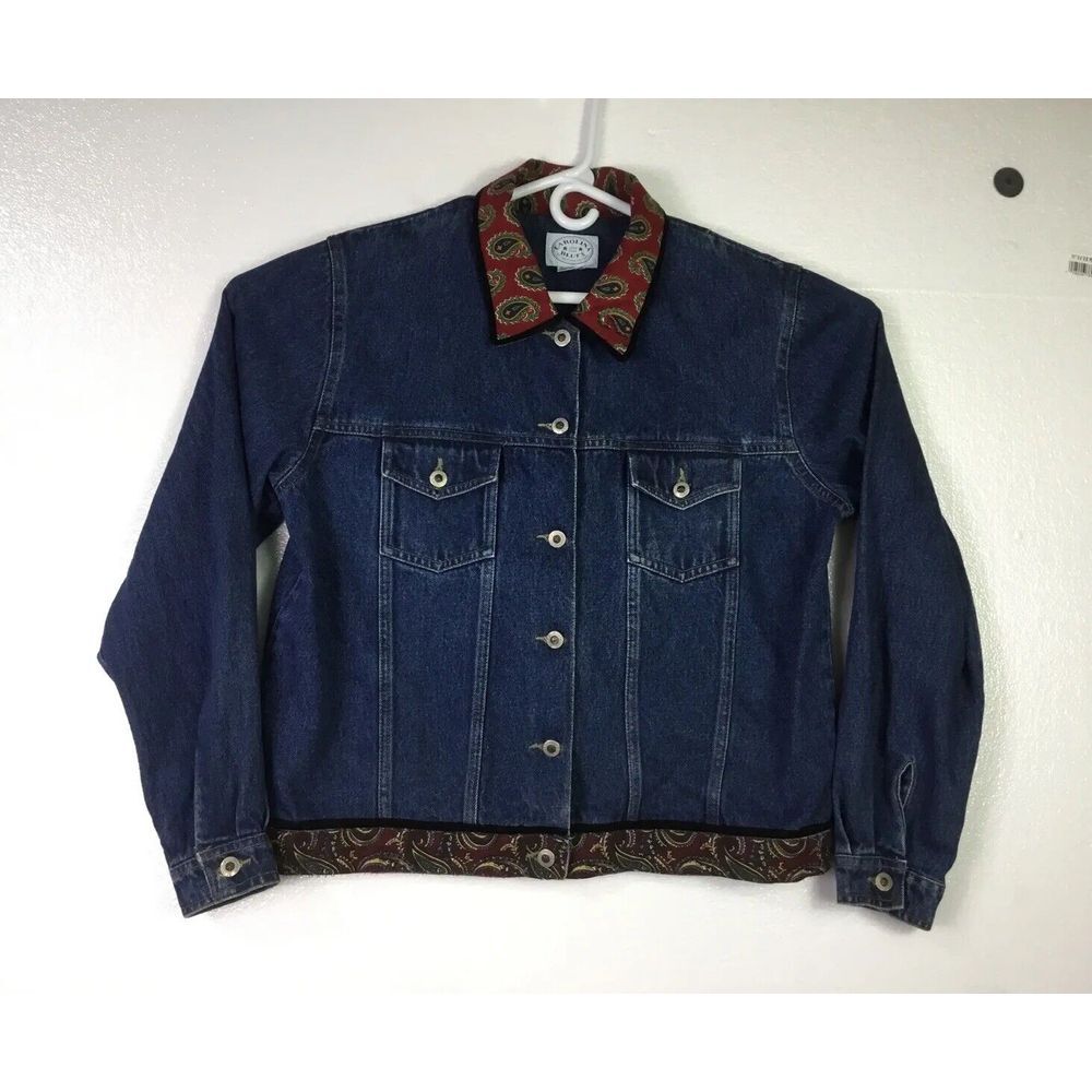 Carolina Blues Denim Jean Jacket Womens Size XL Blue Button Up Quilted Design
